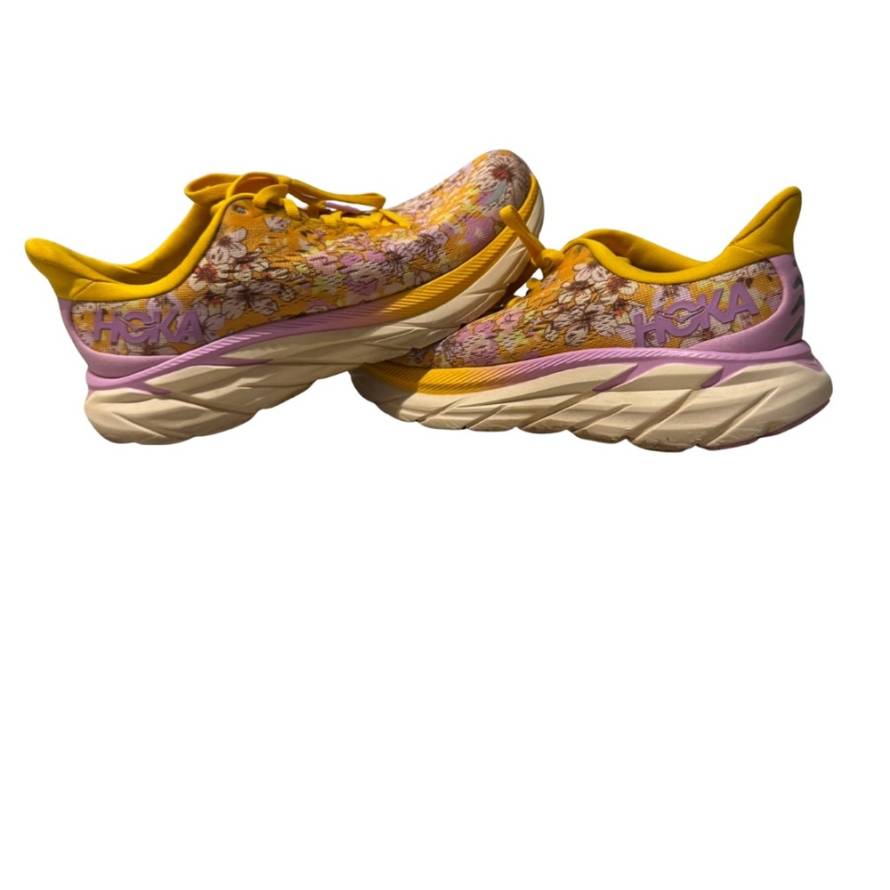 Free People x Hoka Women's Yellow and Purple Floral Athletic Shoes